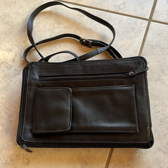 TSF vintage black leather cross body bag - Picture 2 of 5